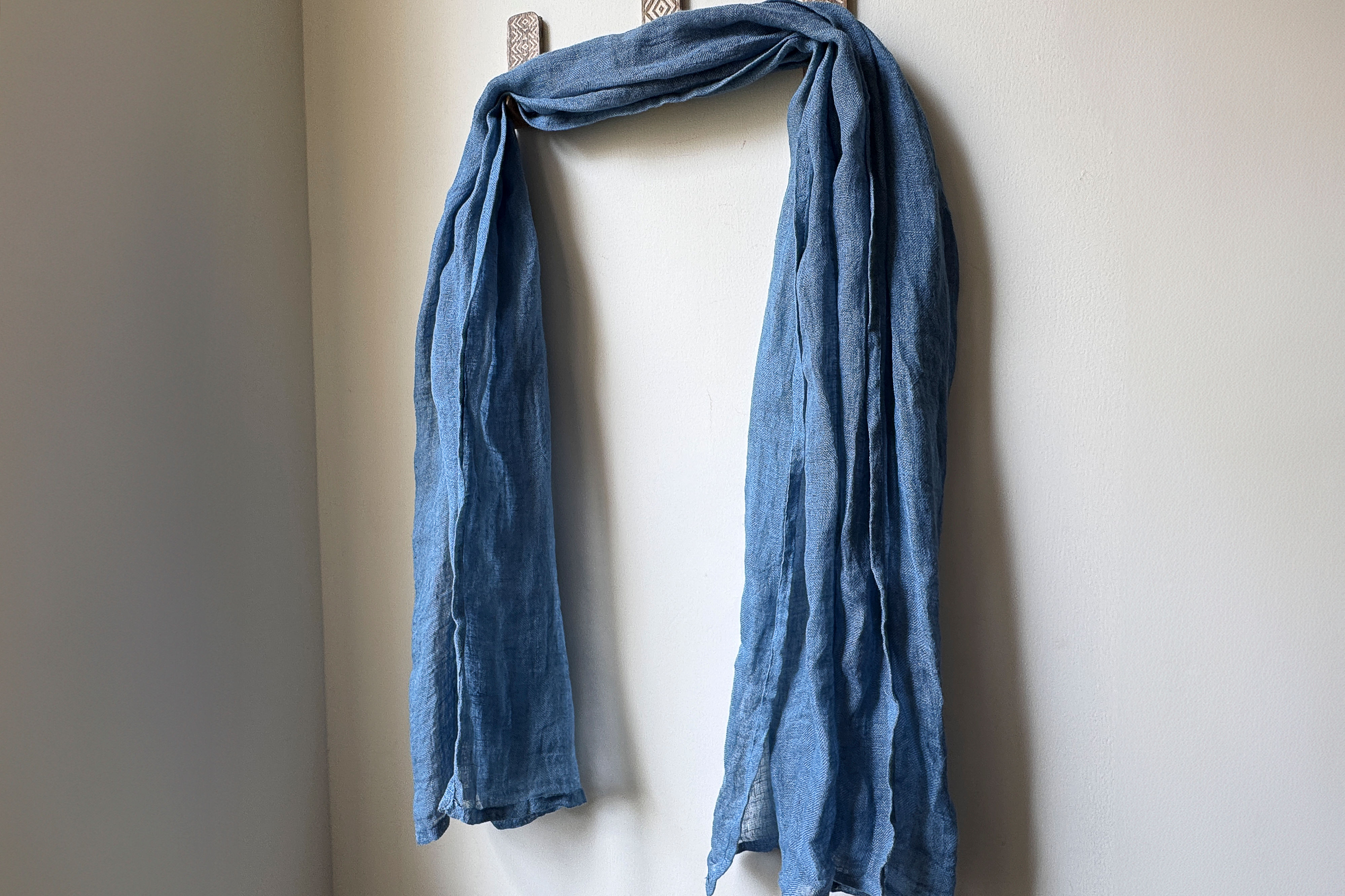 Steel Blue Linen Scarf